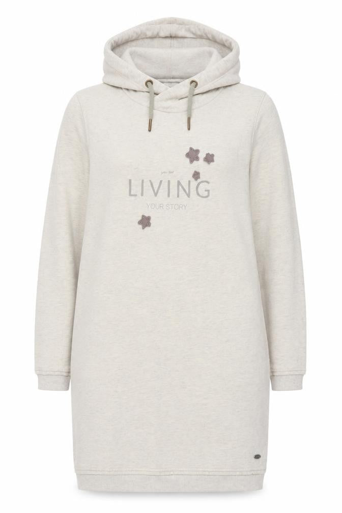 EDC Women Beige XL Hooded Sweatshirt Dress Long Sleeve Casual Jersey
