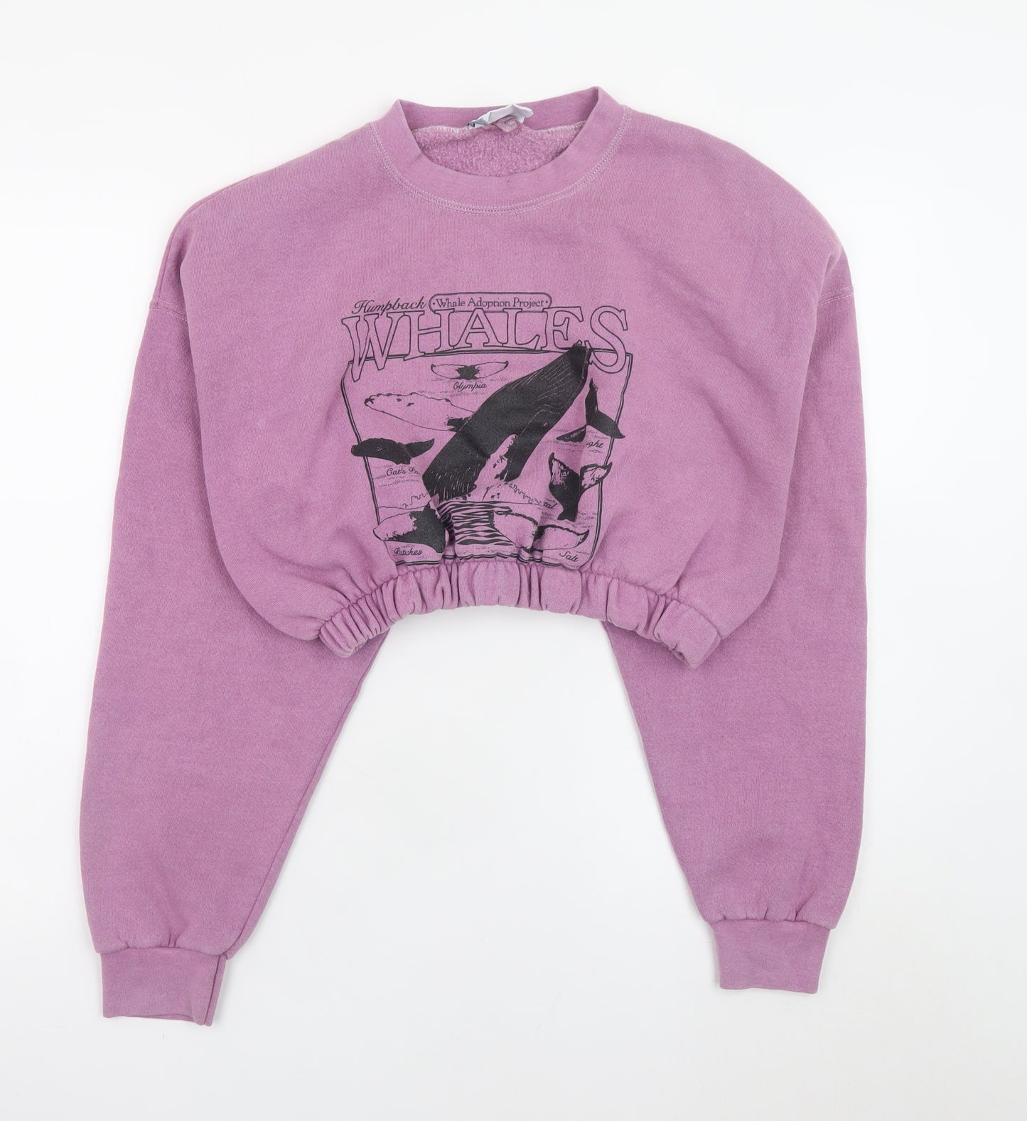 Lee Womens Purple Whale Graphic Cropped Sweatshirt XL