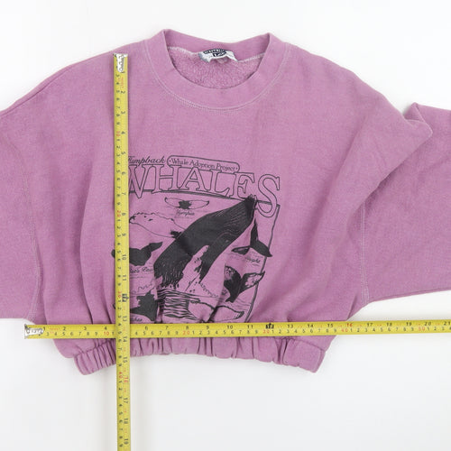 Lee Womens Purple Whale Graphic Cropped Sweatshirt XL