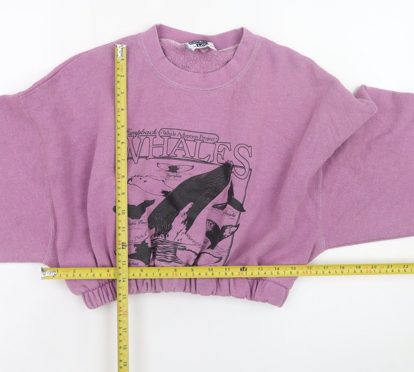 Lee Womens Purple Whale Graphic Cropped Sweatshirt XL