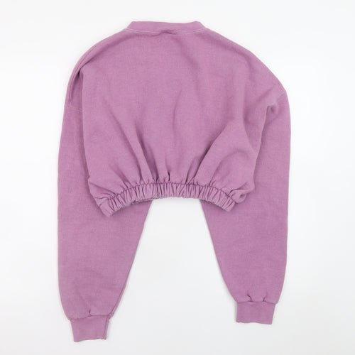 Lee Womens Purple Whale Graphic Cropped Sweatshirt XL