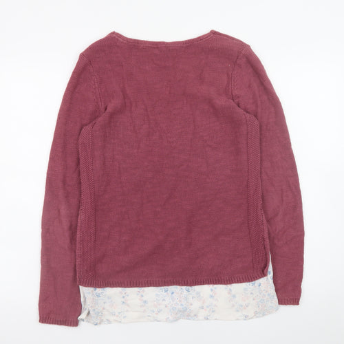 FatFace Women Pink V-Neck Knit Long Sleeve Pullover Jumper Size 8