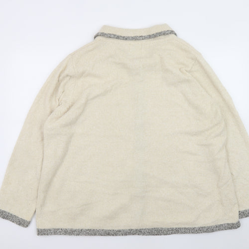 Roman Originals Womens Beige 2XL Collared Embellished Knit Cardigan