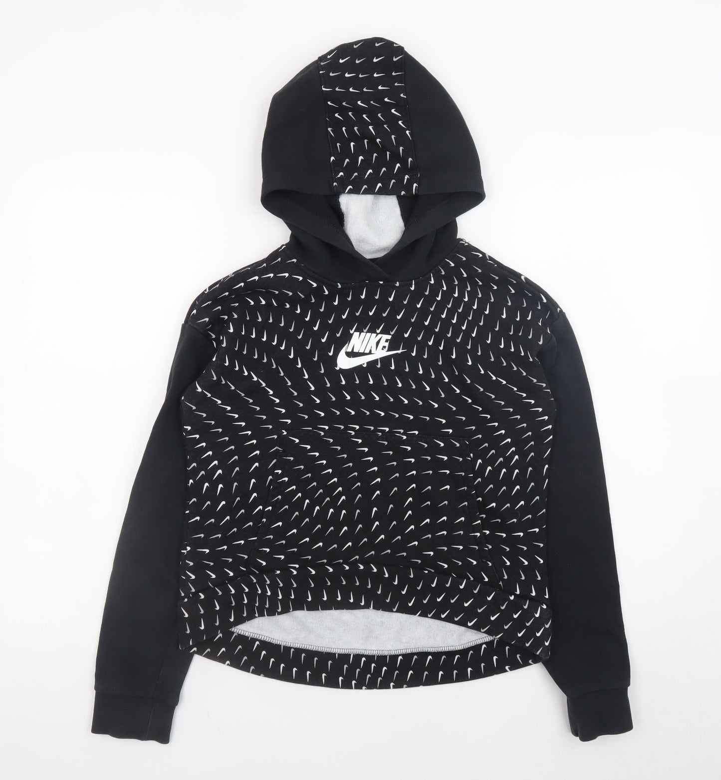 Nike Boys Black Pullover Hoodie L 146cm Graphic Print Sportswear
