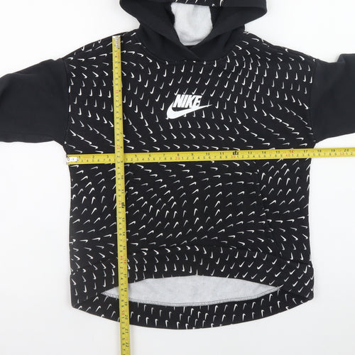 Nike Boys Black Pullover Hoodie L 146cm Graphic Print Sportswear