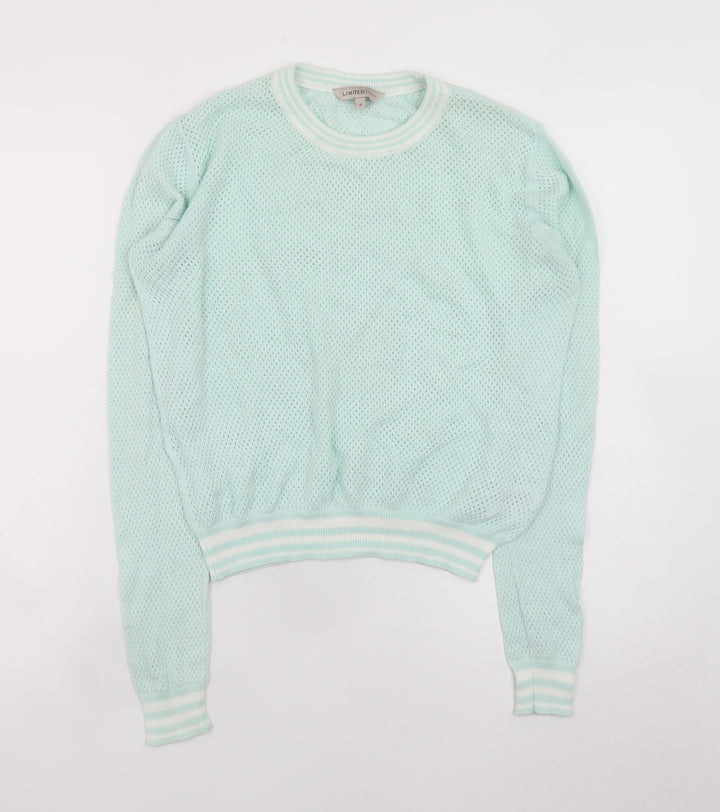 Marks and Spencer Women Green Size 8 Open-Knit Cotton Jumper