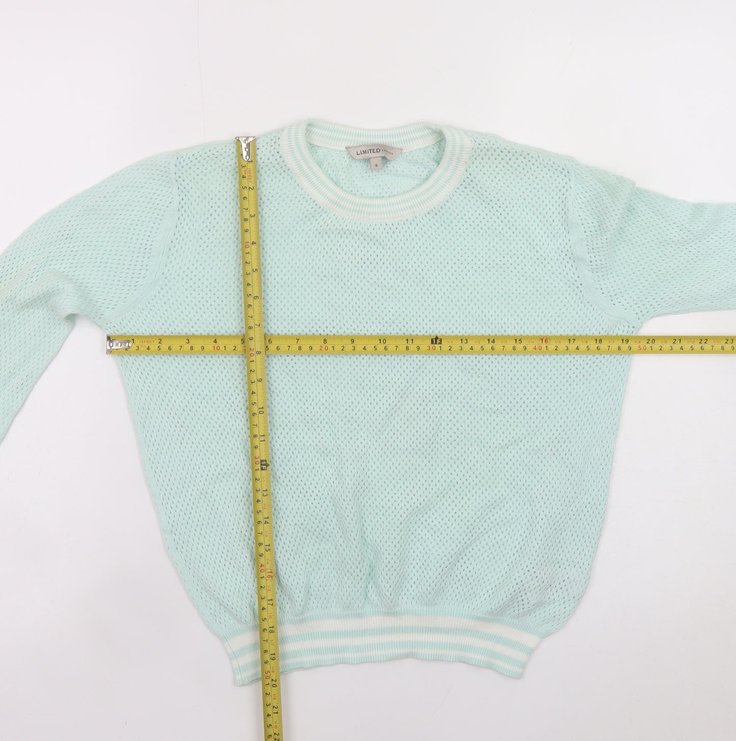 Marks and Spencer Women Green Size 8 Open-Knit Cotton Jumper