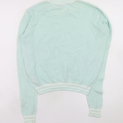 Marks and Spencer Women Green Size 8 Open-Knit Cotton Jumper