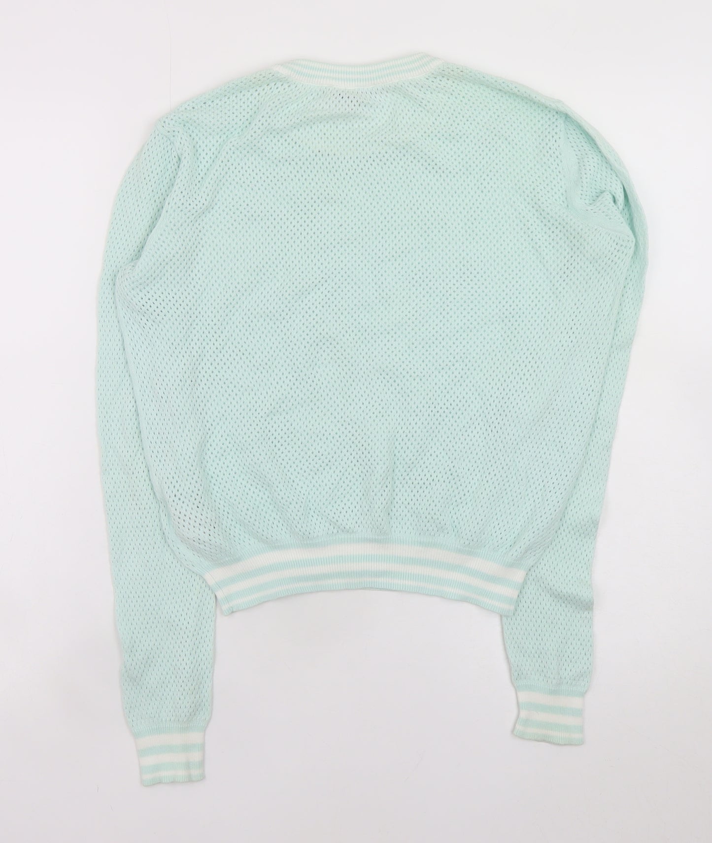 Marks and Spencer Women Green Size 8 Open-Knit Cotton Jumper