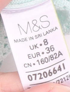 Marks and Spencer Women Green Size 8 Open-Knit Cotton Jumper