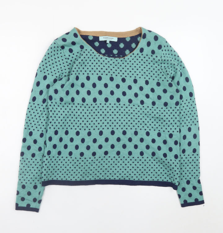 Dickins & Jones Womens Blue Polka Dot Wool Blend Jumper L