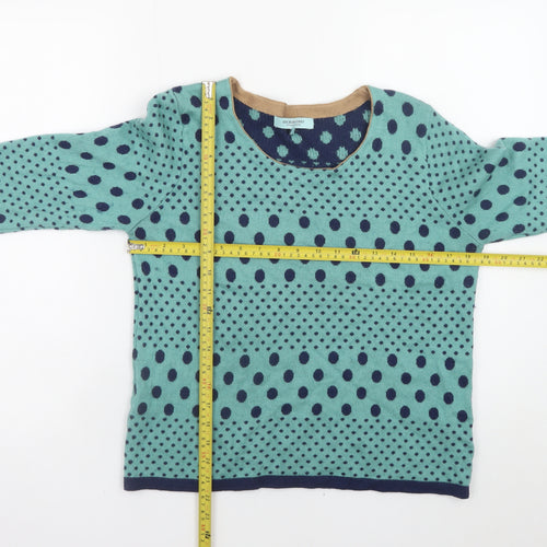 Dickins & Jones Womens Blue Polka Dot Wool Blend Jumper L