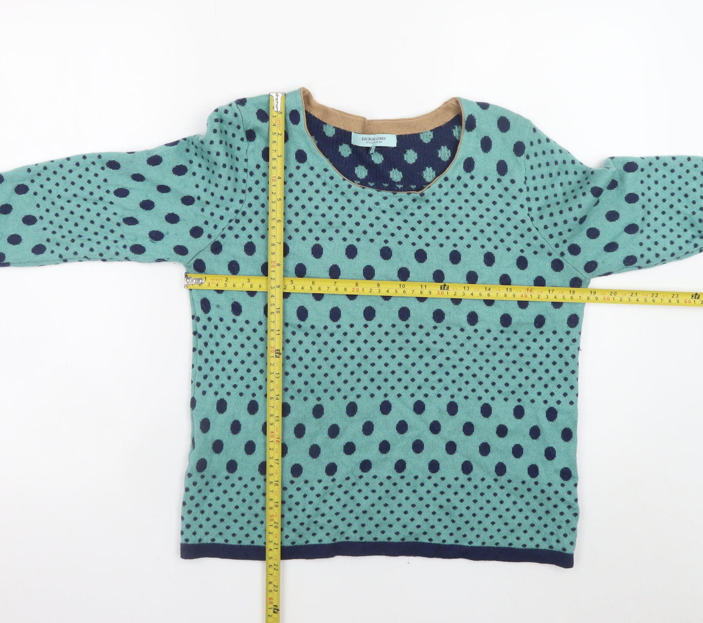 Dickins & Jones Womens Blue Polka Dot Wool Blend Jumper L