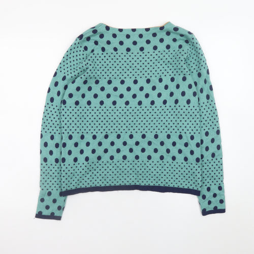 Dickins & Jones Womens Blue Polka Dot Wool Blend Jumper L