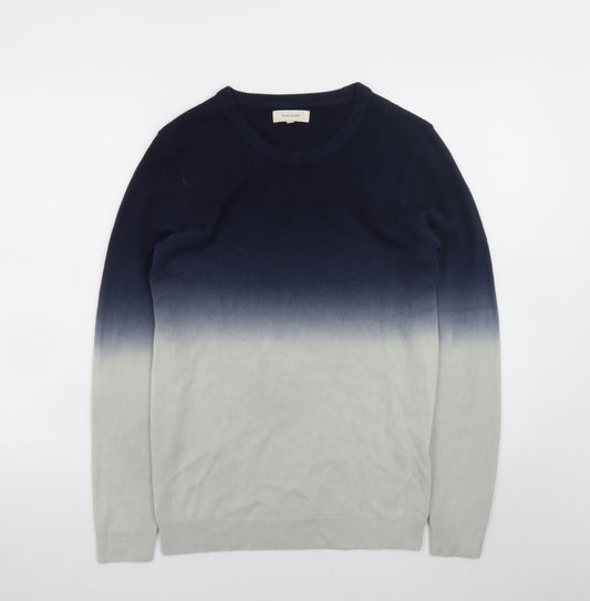 River Island Men's Blue Ombre Knit Crew Neck Jumper Size S