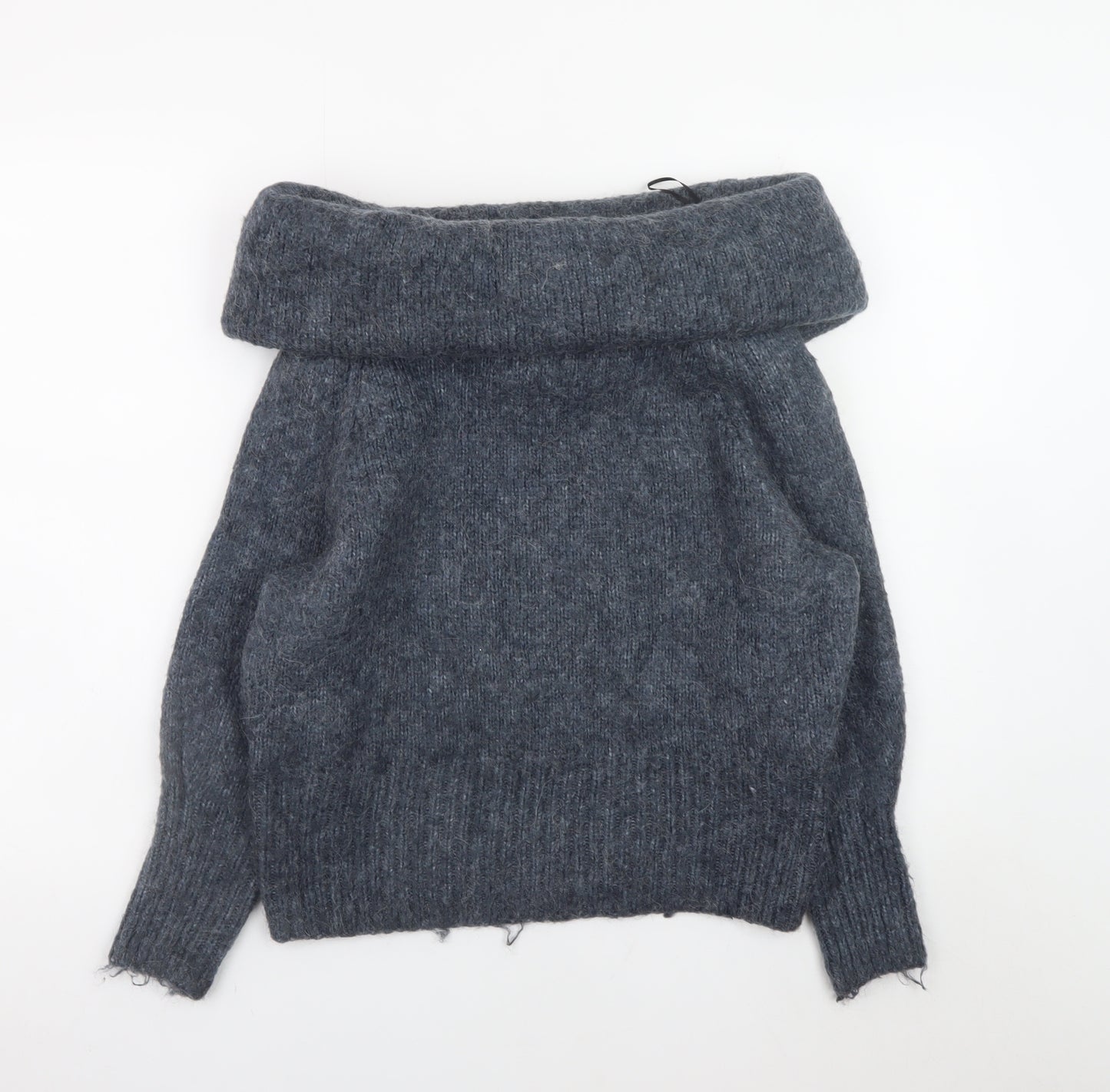 H&M Womens Grey Cowl Neck Chunky-Knit Pullover Jumper Size S