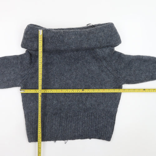 H&M Womens Grey Cowl Neck Chunky-Knit Pullover Jumper Size S