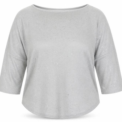 Phase Eight Women Silver Glitter Knit 3/4 Sleeve Blouse UK 10