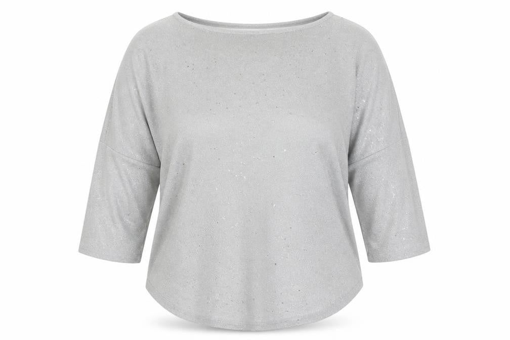 Phase Eight Women Silver Glitter Knit 3/4 Sleeve Blouse UK 10