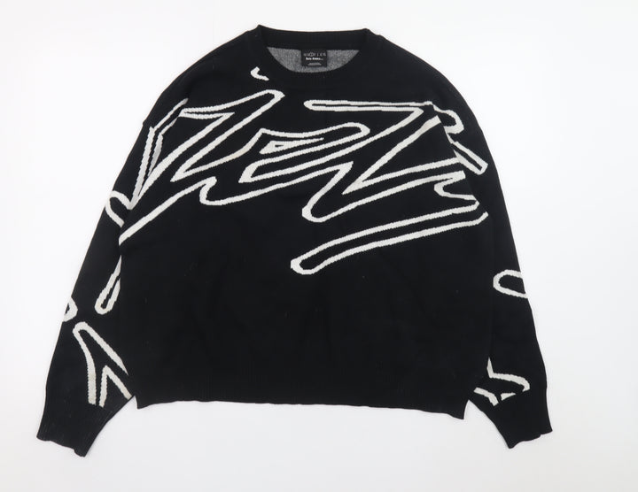 iets frans... Women's Black Graphic Knit Crew Neck Jumper Size S