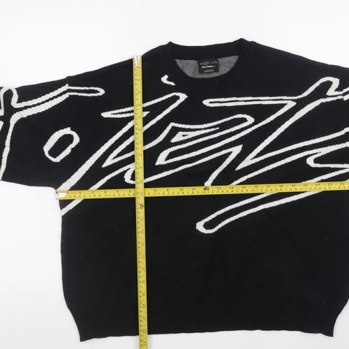 iets frans... Women's Black Graphic Knit Crew Neck Jumper Size S