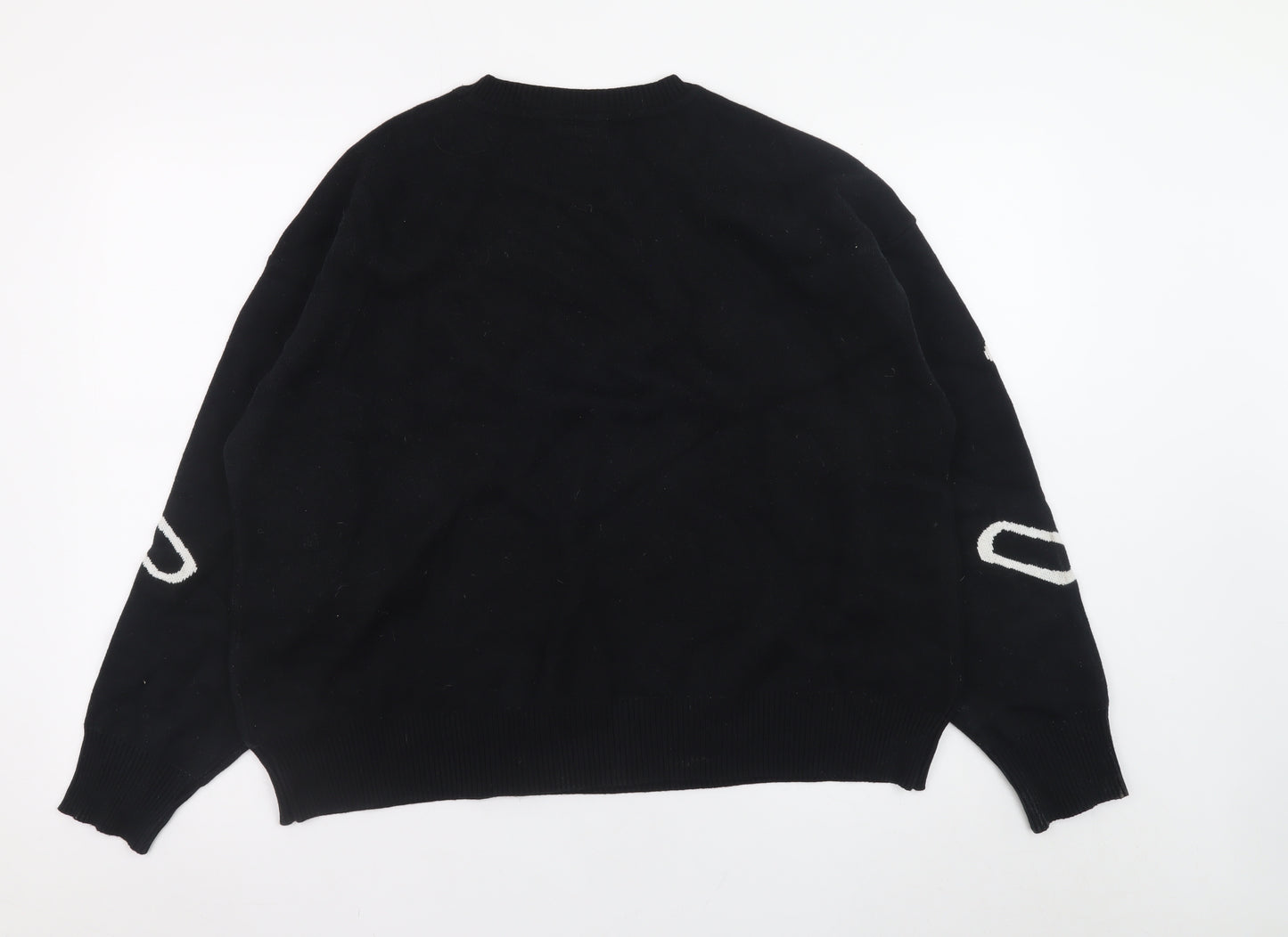 iets frans... Women's Black Graphic Knit Crew Neck Jumper Size S