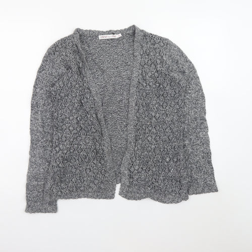 EWM Womens Grey Open Knit Cardigan Size 14-16 Cotton Blend