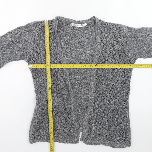 EWM Womens Grey Open Knit Cardigan Size 14-16 Cotton Blend