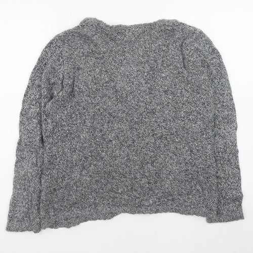 EWM Womens Grey Open Knit Cardigan Size 14-16 Cotton Blend