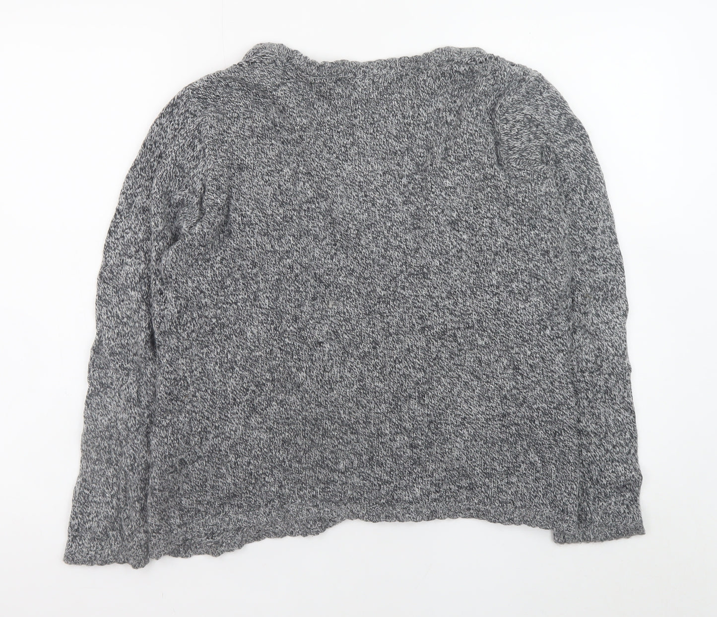 EWM Womens Grey Open Knit Cardigan Size 14-16 Cotton Blend