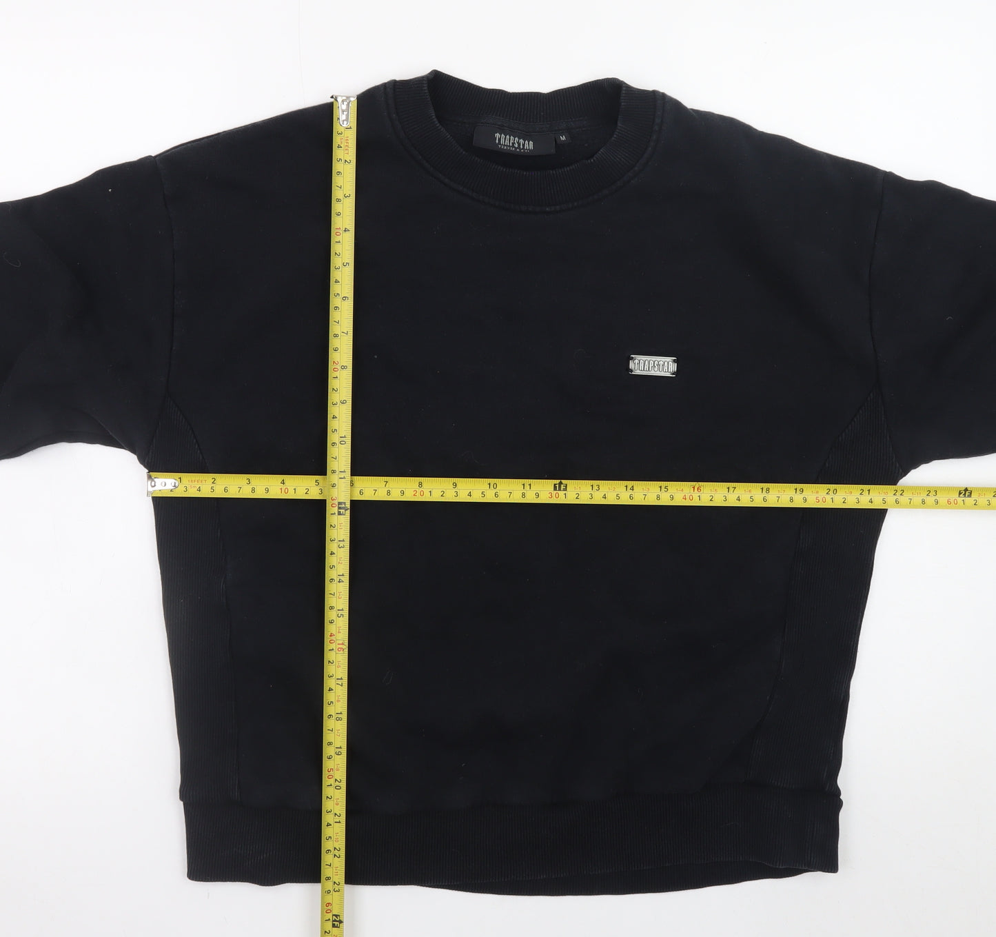 Trapstar Men's Black Crew Neck Sweatshirt Size M Logo Cotton Blend
