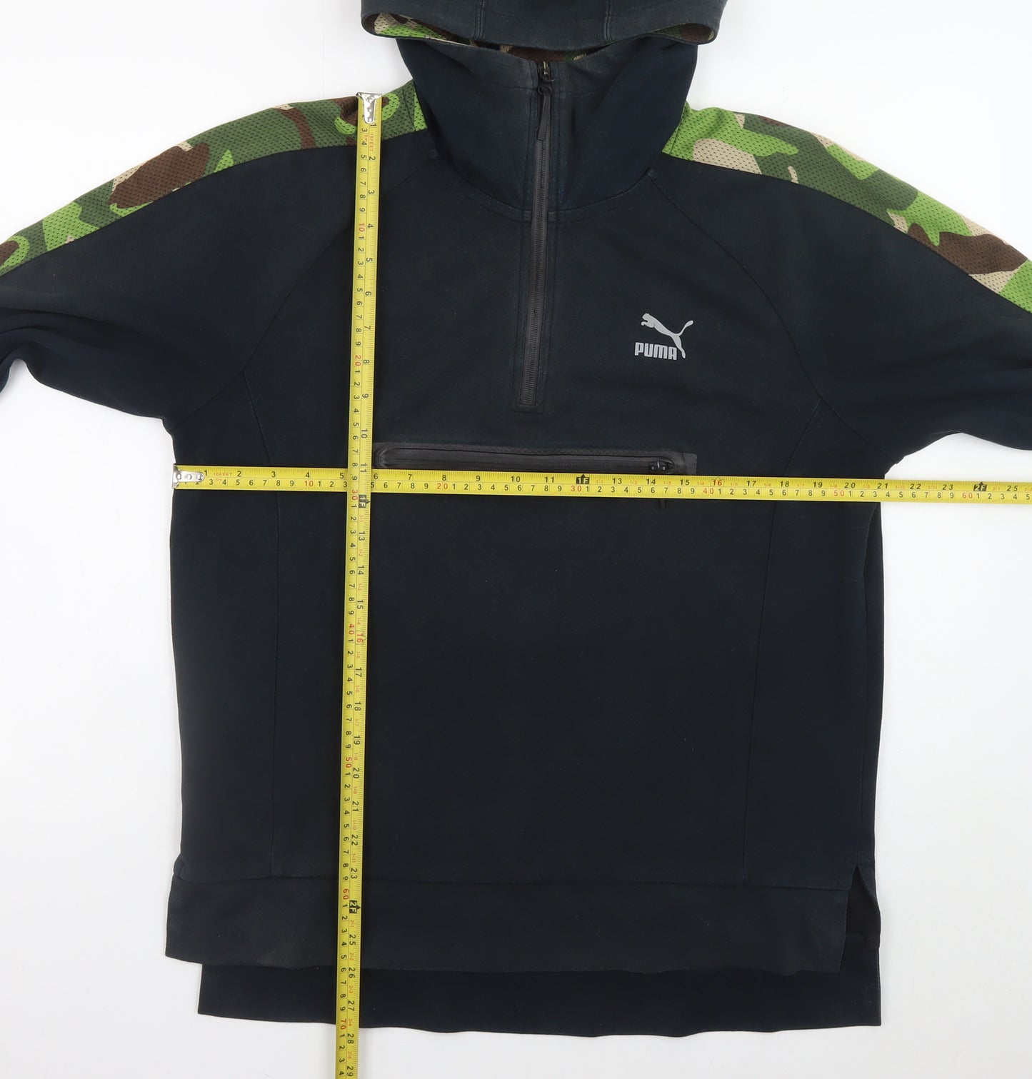Puma Men's Black Camouflage 1/2 Zip Hoodie Size M