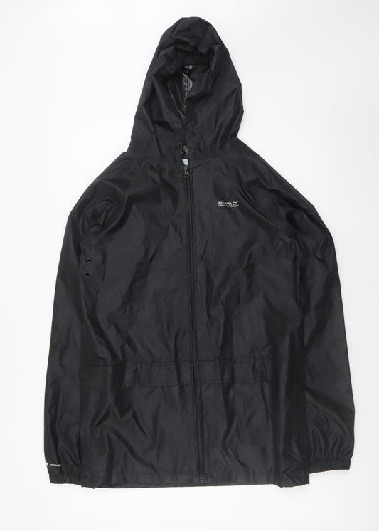 Regatta Boys Black Waterproof Hooded Windbreaker Jacket 15-16 Years