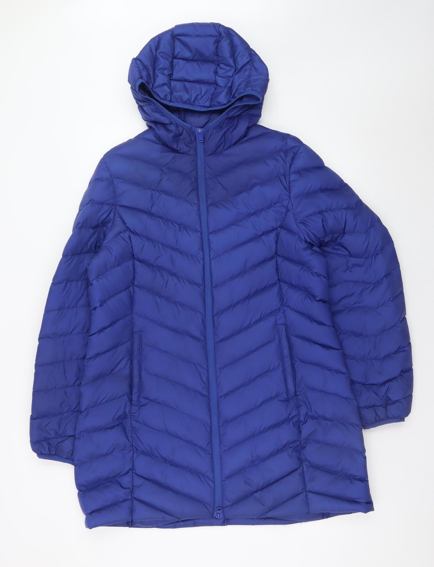 Marks and Spencer Women Blue Hooded Puffer Coat Size 14