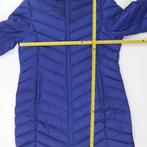 Marks and Spencer Women Blue Hooded Puffer Coat Size 14