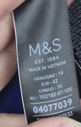 Marks and Spencer Women Blue Hooded Puffer Coat Size 14