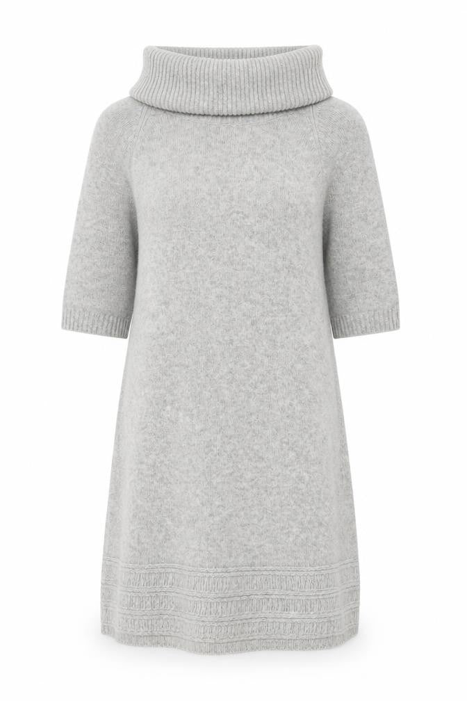 Benetton Women’s Grey Wool Roll Neck Jumper Dress Size 10