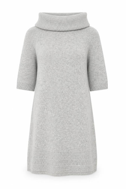 Front view of United Colors of Benetton Women’s Grey Wool Roll Neck Jumper Dress, size UK 10