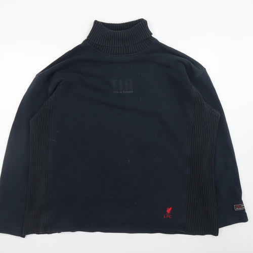 Liverpool FC Men's Blue XL Roll Neck Pullover Cotton Jumper