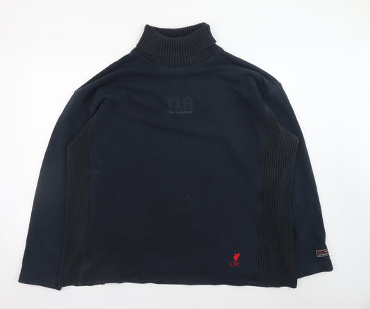 Liverpool FC Men's Blue XL Roll Neck Pullover Cotton Jumper