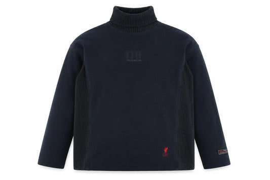 Front view of Liverpool FC Men's Blue XL Roll Neck Pullover Cotton Jumper