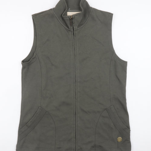 Dash Womens Green Cotton Blend Zip Waistcoat Size 10