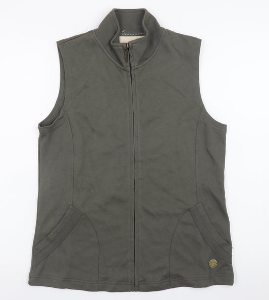 Dash Womens Green Cotton Blend Zip Waistcoat Size 10