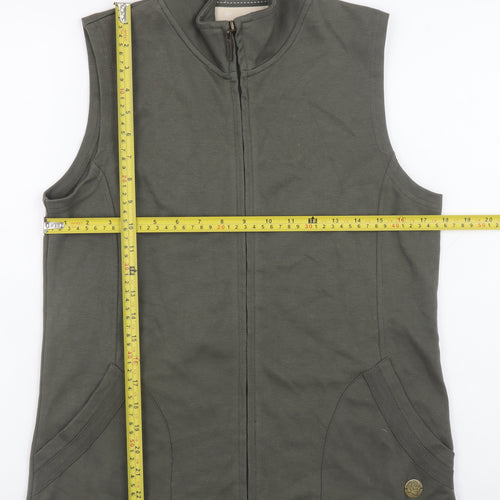 Dash Womens Green Cotton Blend Zip Waistcoat Size 10