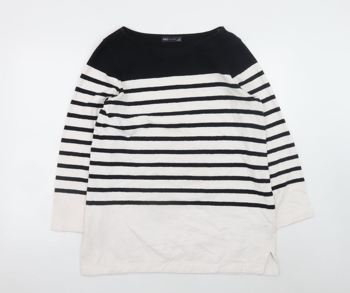 Marks and Spencer Women’s Black White Striped Shift Dress Size 14