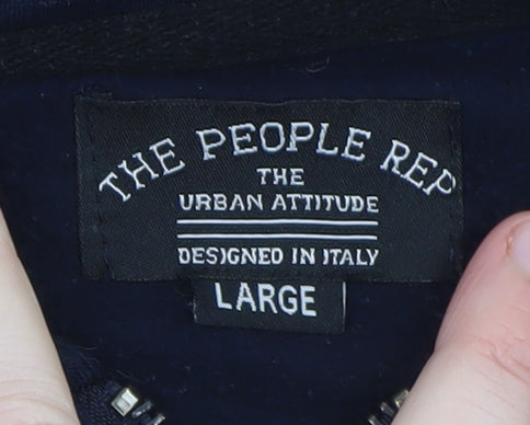The People Rep Men's Blue Full Zip Hoodie Large Urban Fleece