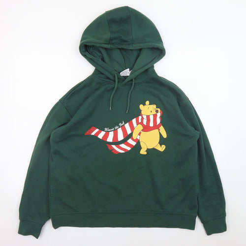 Disney Winnie the Pooh Green Hoodie Womens L 14/16 Pullover Hooded Sweatshirt