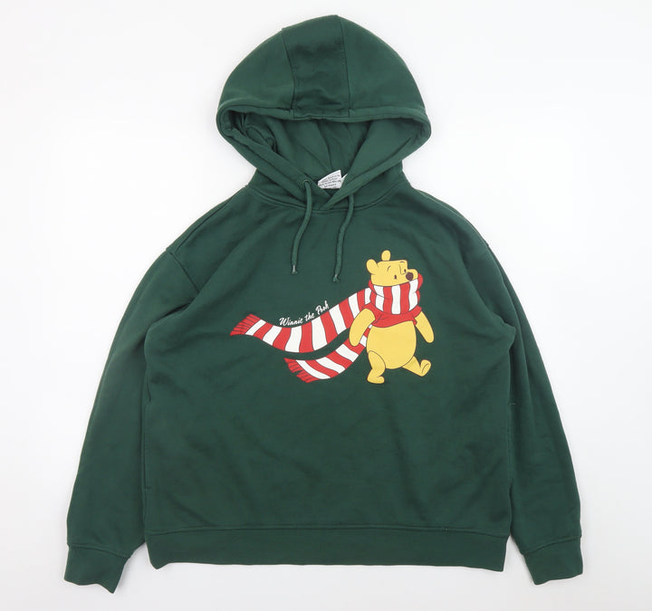 Disney Winnie the Pooh Green Hoodie Womens L 14/16 Pullover Hooded Sweatshirt