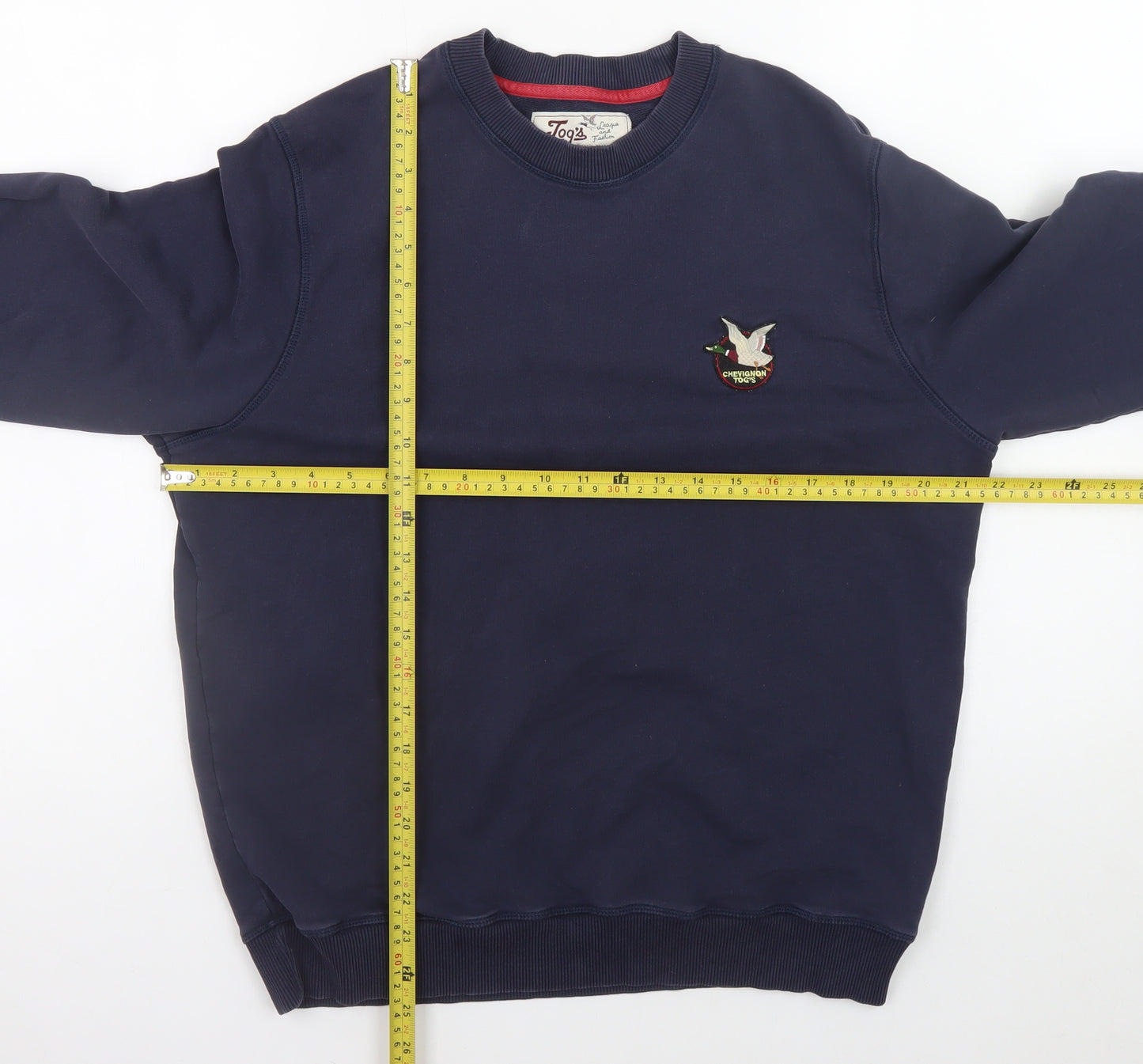 Chevignon Men's Blue Crew Neck Cotton Sweatshirt Size M