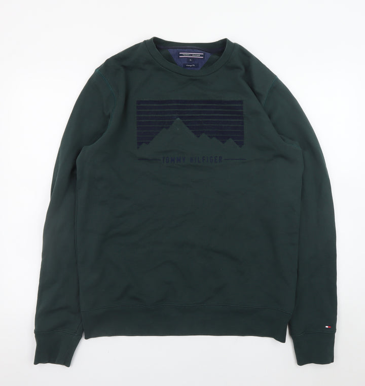 Tommy Hilfiger Men's Green XL Vintage Fit Graphic Sweatshirt